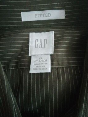 Gap Fitted Button Up Shirt Mens XL Black/White Striped Long Sleeve 17-17.5